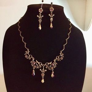 Bronze tone necklace and earrings